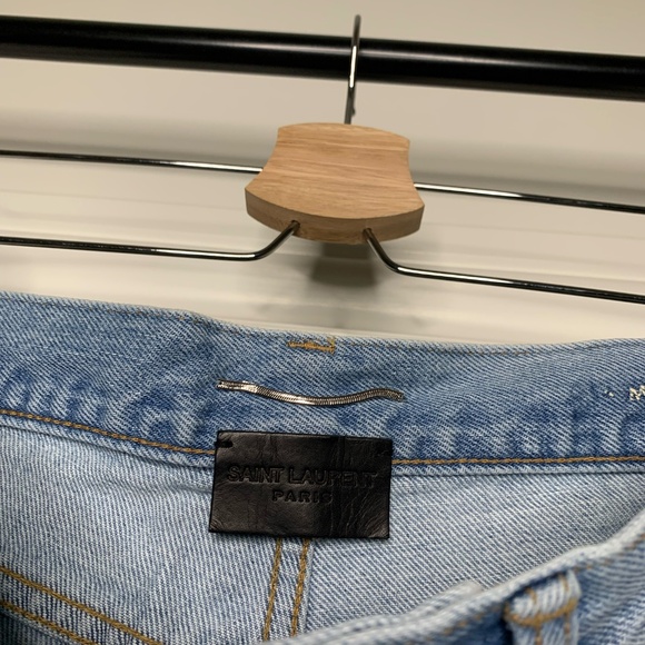Saint Laurent Ripped Blue Denim Pants - Picture 5 of 7